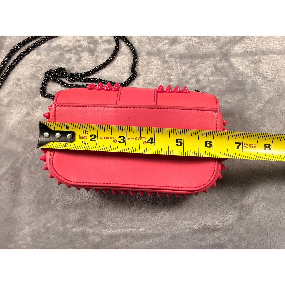 Christian Louboutin Sweet Charity Spiked Mini Shoulder Bag Neon Pink Leather - Picture 16 of 16